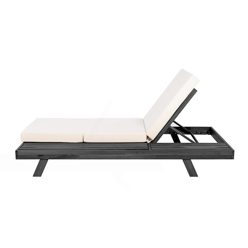 Chaise longue avec espace disponible d'un côté, chaise longue avec coussin triple pliable, Crème, Black