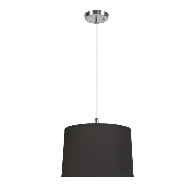 Luminaire tambour suspendu unique 2 lumières Alberto, Noir, H 11,5 po x l 18 po x P 17 po