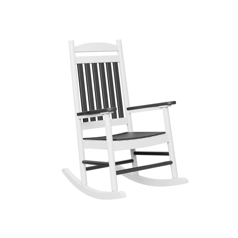 Casual Back Outdoor Rocker Chair, Black/White