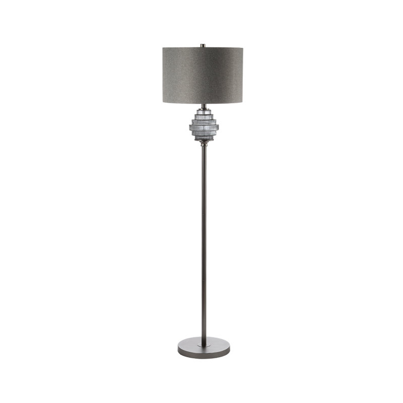 Columba 161cm Tall Floor Lamp with Glass Base for Living Room , Floor Standing Lamp with Linen Shade
