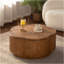 Table basse en rotin en forme de fleur avec rangement amovible, style boho-chic, parfaite pour les salons confortables et les espaces compacts