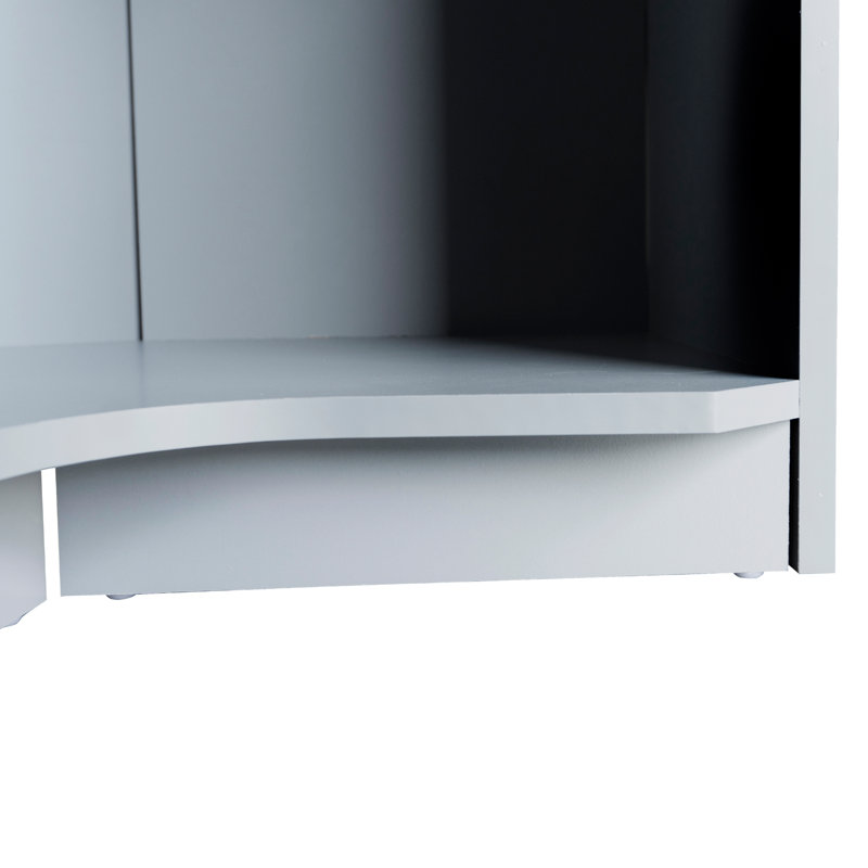  Garde-robe de coin Polygon avec un grand espace de rangement, parfait pour maximiser les coins, conception élégante avec tablettes pour vêtements et accessoires, gris