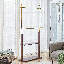 Cintre en acier inoxydable doré doré, portemanteau en bois massif de couleur noyer, hauteur de 68,9 pouces avec cloison en bois massif (une armoire pour plusieurs utilisations) W1151P276823
