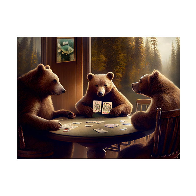 " Brown Bear Poker ", 24" H x 32" W x 2" D