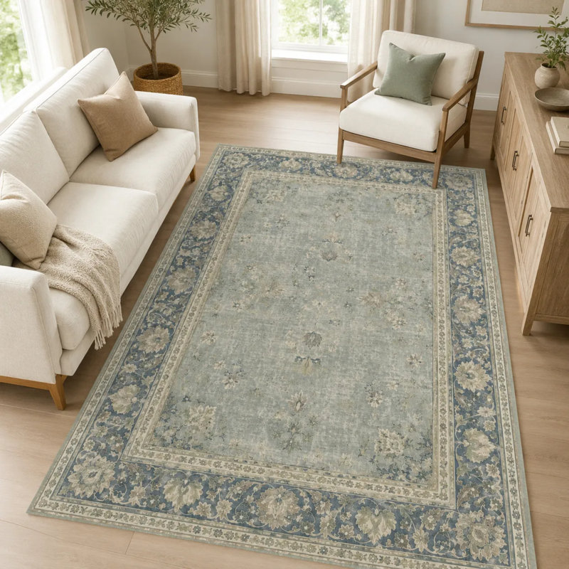 Tapis de couloir bleu clair clair, Carré 5 pi 3 po