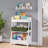RiverRidge Kids 3-Tier Ladder Shelf Toy Organizer & Bookshelf with Bookrack, Open Shelves &  Storage Bin - White with 2 10" Floating Bookshelves