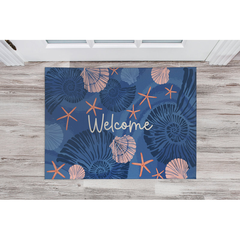Starfish Welcome Indoor Doormat, 48" W x 72" L, Navy
