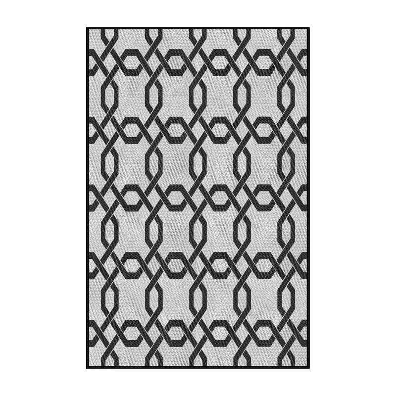 Tapis noir/blanc à motifs Hopp, Rectangle 4 pi x 6 pi