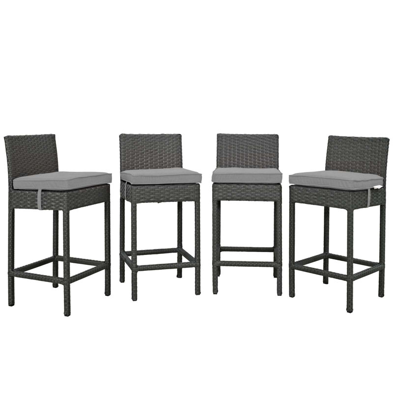 Stopover All Weather Cushioned Bar Stools by Modway, Gray