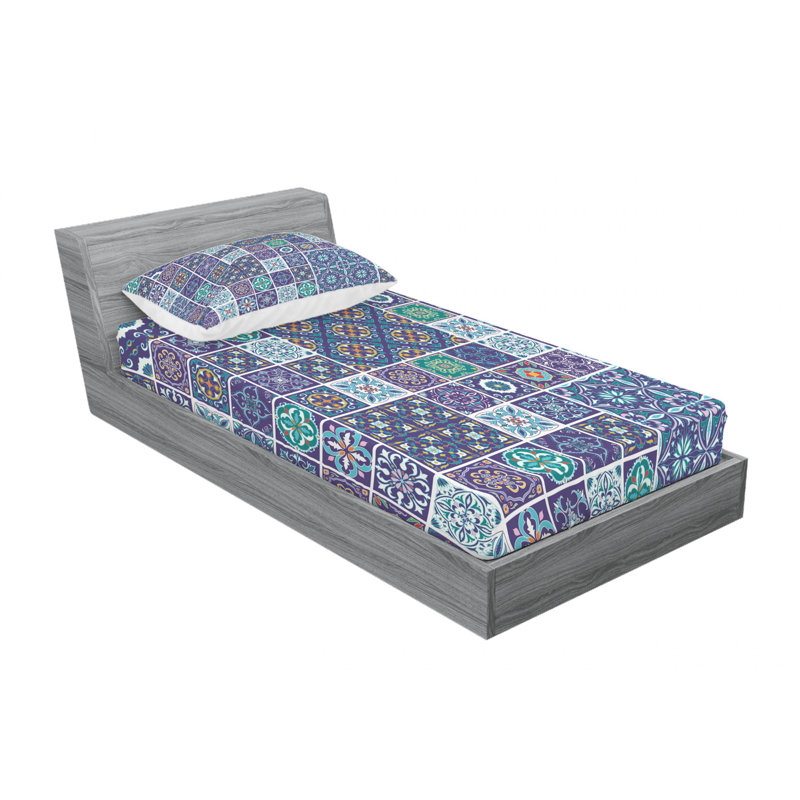 Ensemble de draps Azulejo Traditional Mosaic, Ensemble de draps pour lit simple avec drap-housse