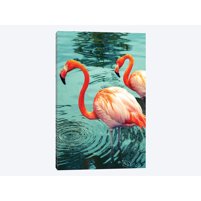 « flamant rose », impression sur toile, H 18 po x l 12 po x P 1,5 po