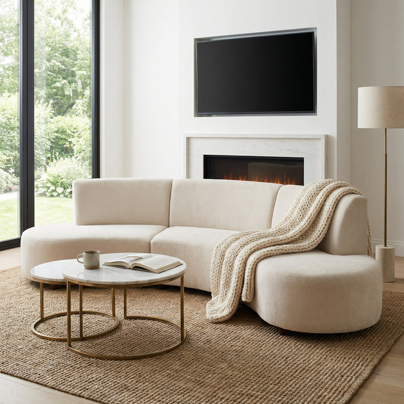 Canapé modulaire incurvé moderne Cirrus, H 116,7 po x l 53,5 po x P 30,7 po