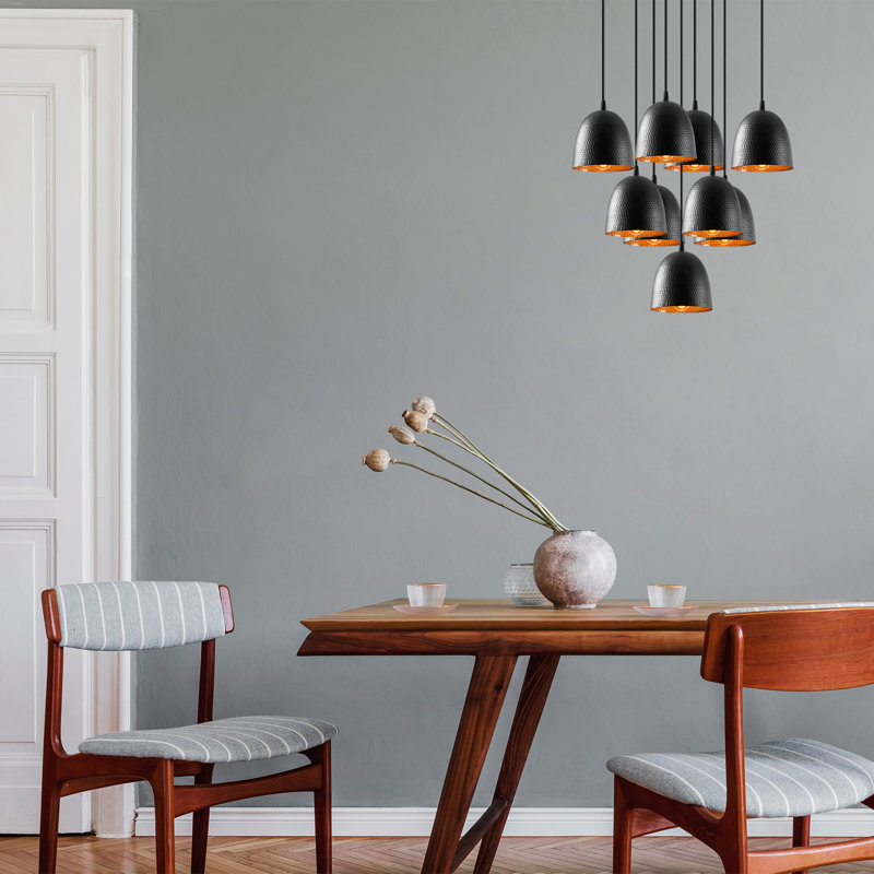 Maranta 9 - Light Black Cluster Pendant, Black