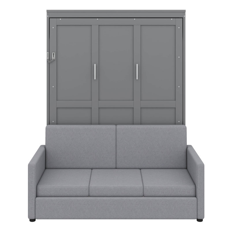 Grand lit escamotable mural avec coussin, Gris
