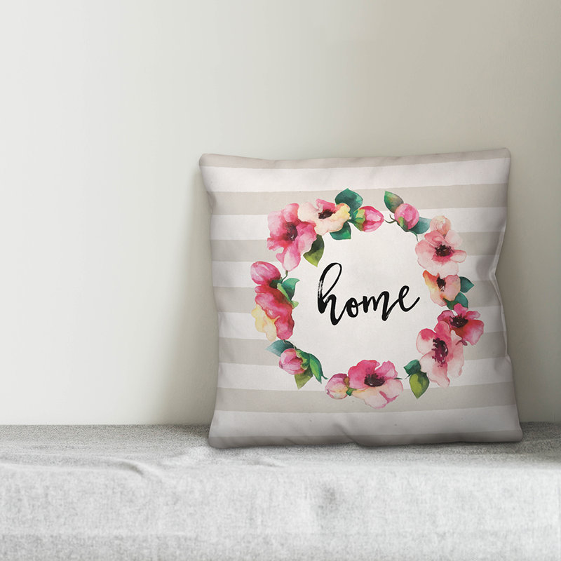 Coussin décoratif à couronne de fleurs Home Home, 20 po x 20 po