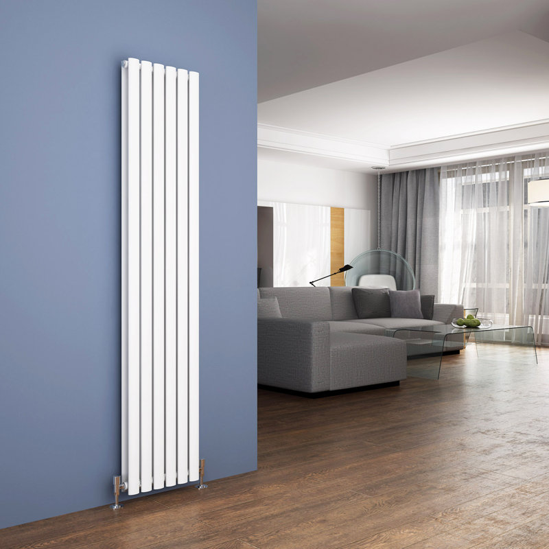 Liberty Vertical Oval Panel Radiator, White, 180cm H x 36cm W x 8.2cm D