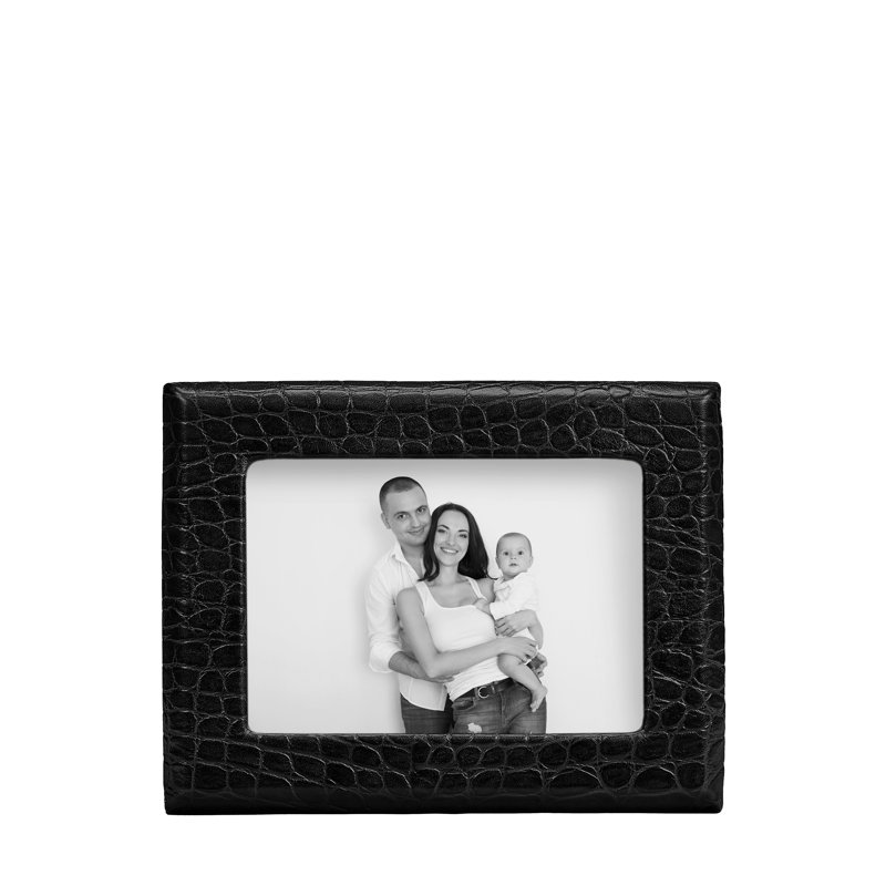 Leather Picture Frame, 5" W x 7" H, Black Croc