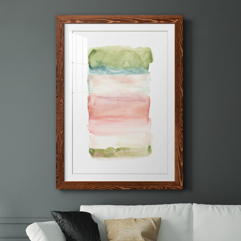 Skye III - Peinture encadrée sur papier, Papier avec cadre érable, H 44 po x l 31 po x P 1 po