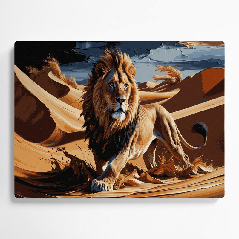 «Big Cats Desert Lion», art mural en métal noir, H 8 po x l 10 po
