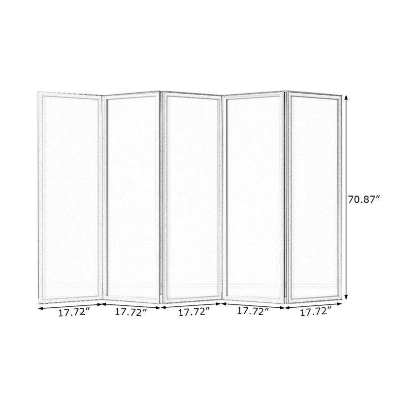 Paravent 5 panneaux en bois massif Burlywood, 5, H 70,87 po x l 88,58 po x P 1,97 po