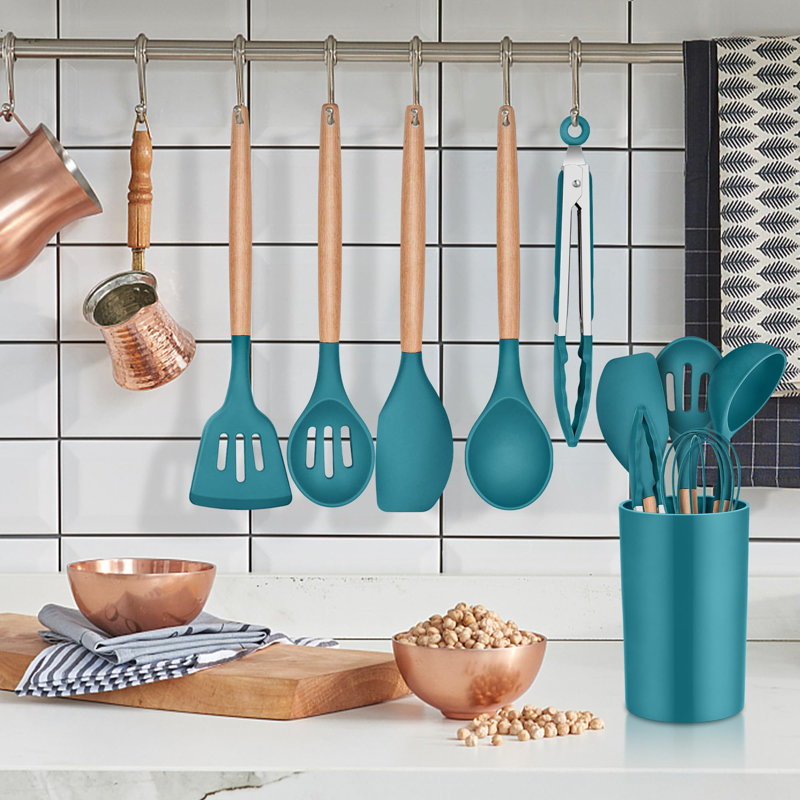 Belfry Kitchen Villicana 10 Utensil Set, Blue