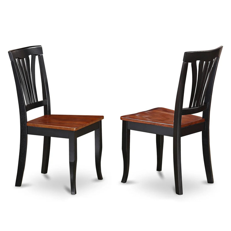 3-Piece Table Set Contains a Kitchen Table and 2 Modern Dining Chairs with Slatted Back - Black Finish, Black/Cherry, Wooden