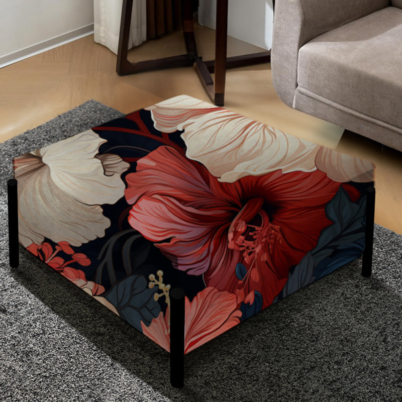 Hibiscus Twilight Ii - motif tropical - grand repose-pieds carré tropical