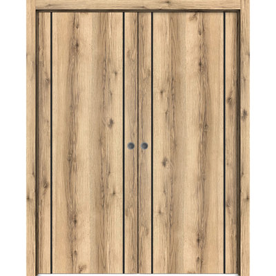 Solid Manufactured Wood Panelled Wood Finish French Doors