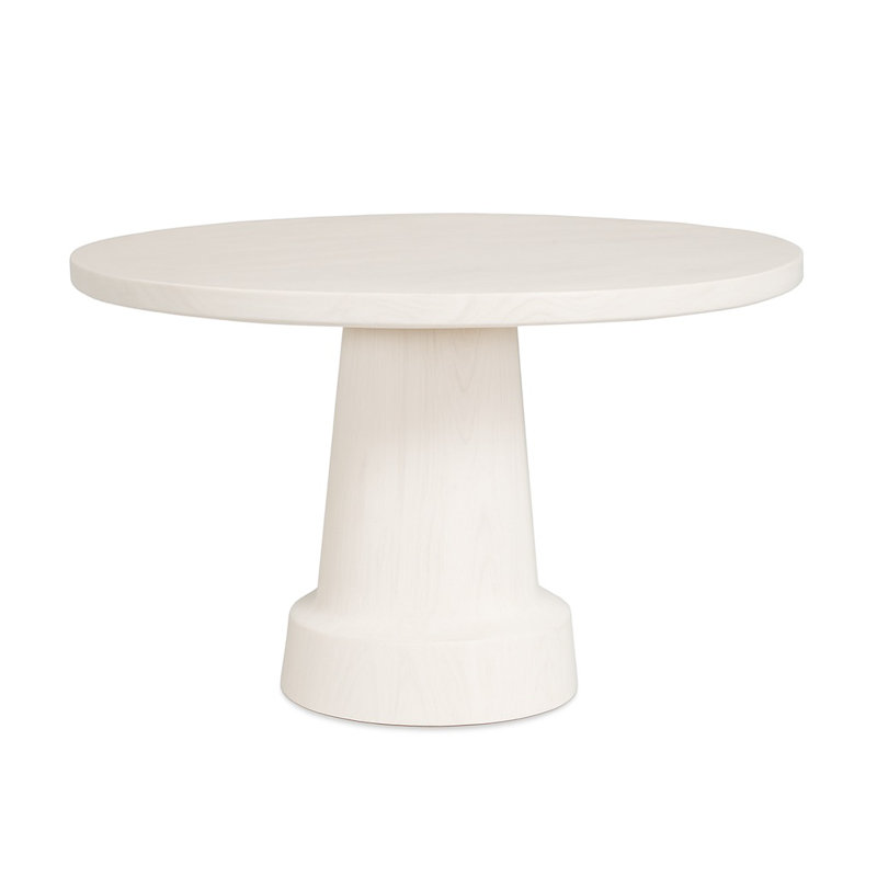 Lempa Round Solid Wood Dining Table, Bisque