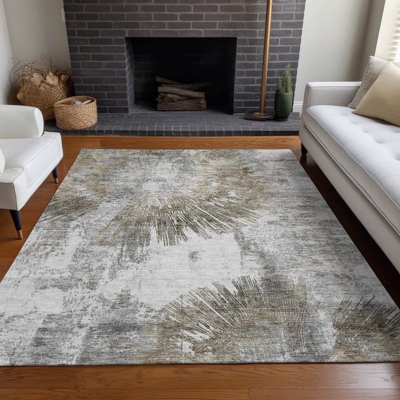 Premium Machine Washable Prisco Taupe Rug, Rectangle 5' x 7'6"