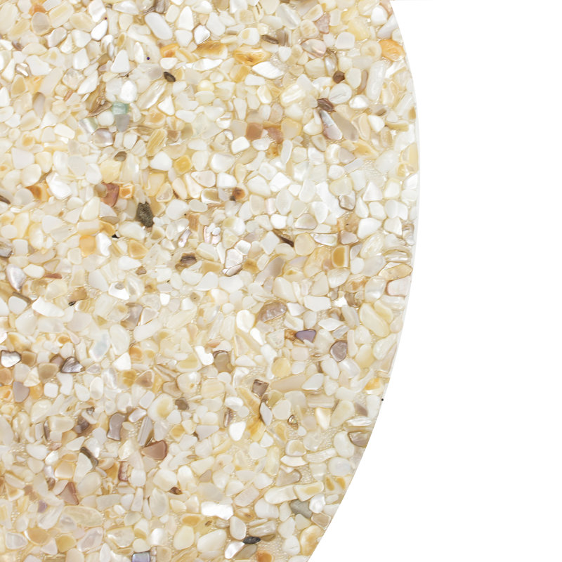 Sparkles Home Shell Placemat | Round Coastal Table Decor | 15" Seashell Resin Placemat | Non-Slip, Tan
