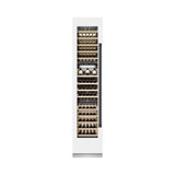 ZLINE Autograph 18 in. White Matte 68 Bottle Right Hinge Column Wine Cooler with Bronze Accents