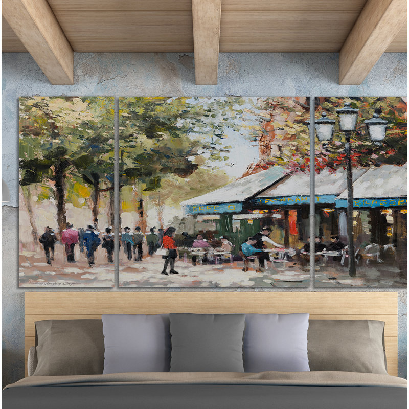 « paris bleu foncé ii », reproduction d’image multi-pièce sur toile, H 40 po x l 80 po x P 1,5 po