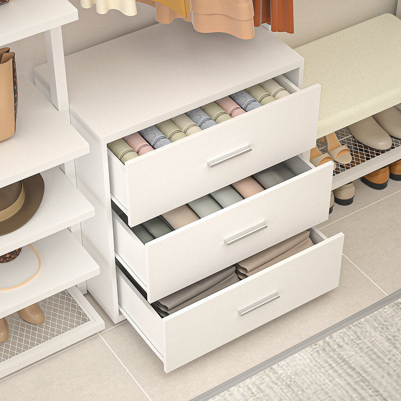 Strathaven Walk in Closet System with 6 Closet Drawers, White