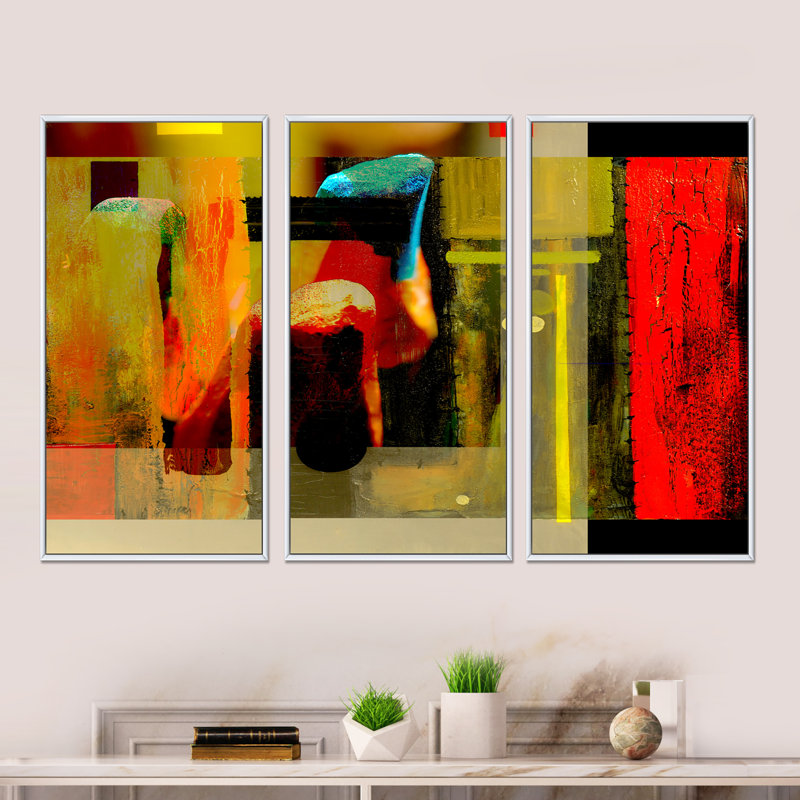Ensemble de 3 reproductions cubiques sur toile cubique, H 32 po x l 48 po x P 1 po, Cadre blanc