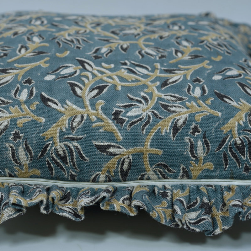 Housse de coussin à motif floral et double face Fab Fabine pour canapé et canapé, bleu, H 20 po x l 12 po, Rectangulaire