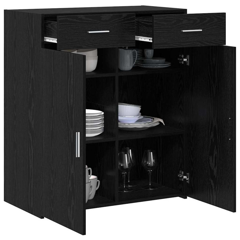 Storage Cabinet 80X42.5X93.5 Cm Engineered Wood, Black Oak