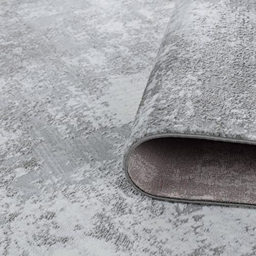 Tapis abstrait délavé Wrought Studio ™ pour salon, chambre à coucher, bureau (129Gray), Rectangle 4 pi 11 po x 7 pi
