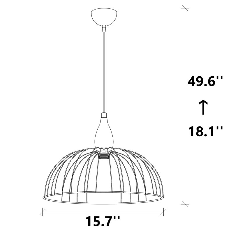 Luminaire suspendu en forme de dôme noir à 1 lumière Yentis