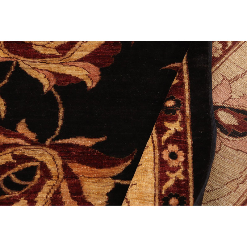 Tapis oriental noir / brun en laine noué à la main 9 pi 4 po x 11 pi 9 po Oriental