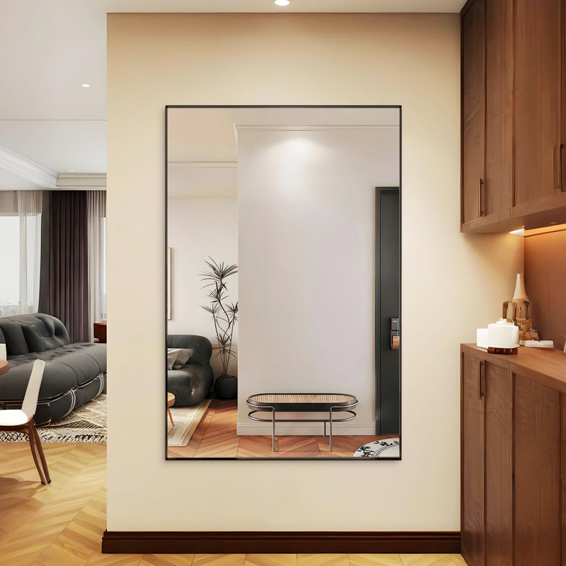 Miroir de salle de bain surdimensionné avec plateau mural amovible (miroir inclus seulement), Black