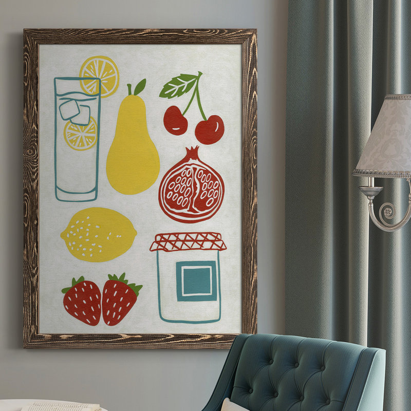 Dimanche pique-nique encadré sur toile, H 37,5 po x l 27,5 po x P 1 po, Noyer