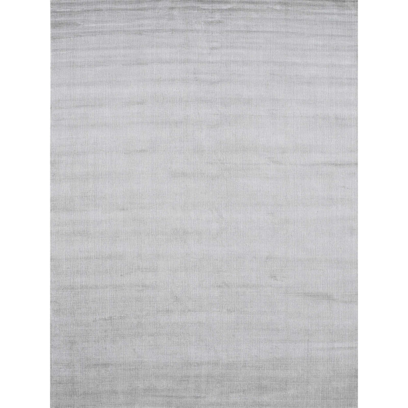 Tapis rectangulaire argenté en soie noué à la main, Rectangle 8 pi x 10 pi