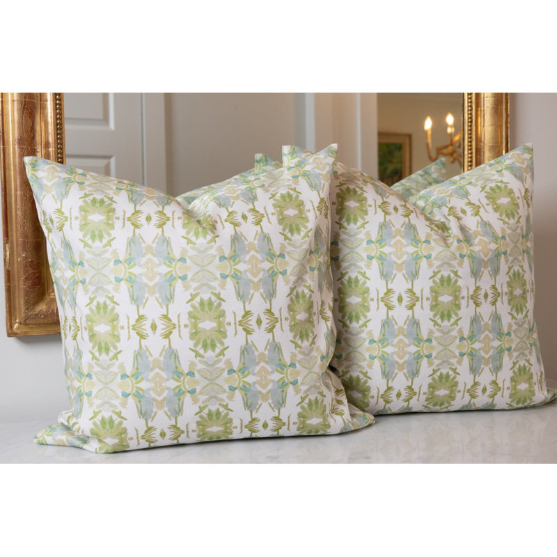 Wildflowers I Small Repeat Luxury Throw Pillow, Apple Green Floral, 22"H x 22"W