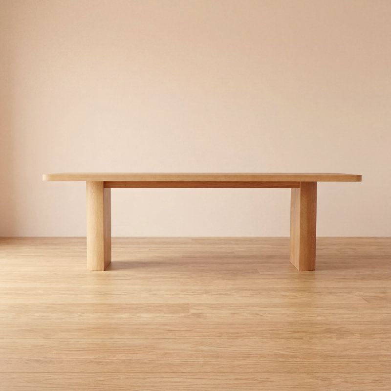 Ovelo  96" Natural Oak Dining Table, Solid Wood Rectangle Dining Table for 6-8 People, Naturel