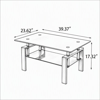 Table basse en verre trempé noir