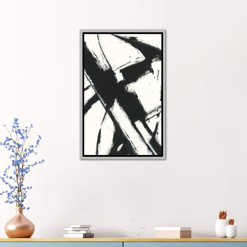 «Expression Abstract I.A» par Shirley Novak - reproduction d'art, H 40 po x l 26 po x P 1,5 po, Toile avec cadre argenté
