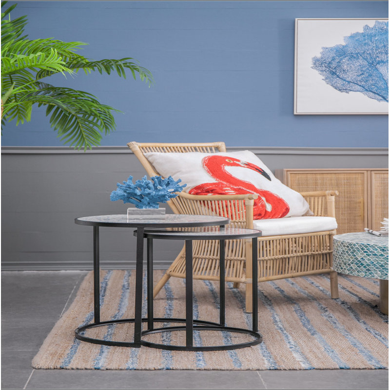 Ensemble de 2 tables de bout rondes, tables d'appoint empilables avec structure en métal robuste pour les petits espaces, le salon et le bureau