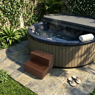 2 Step Hot Tub Steps, WPC Spa Stairs with Non Slip Surface and 500 lbs Capacity for Indoor Outdoor Use