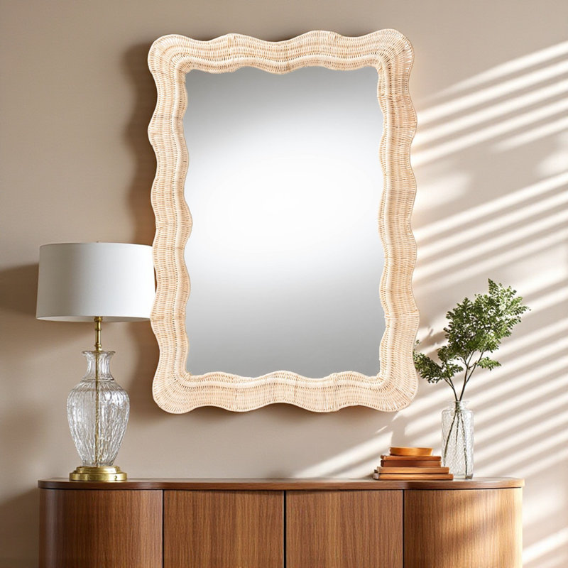 Miroir d'appoint mural en rotin naturel Zoola H 39,11 po x l 27,42 po x P 1,08 po